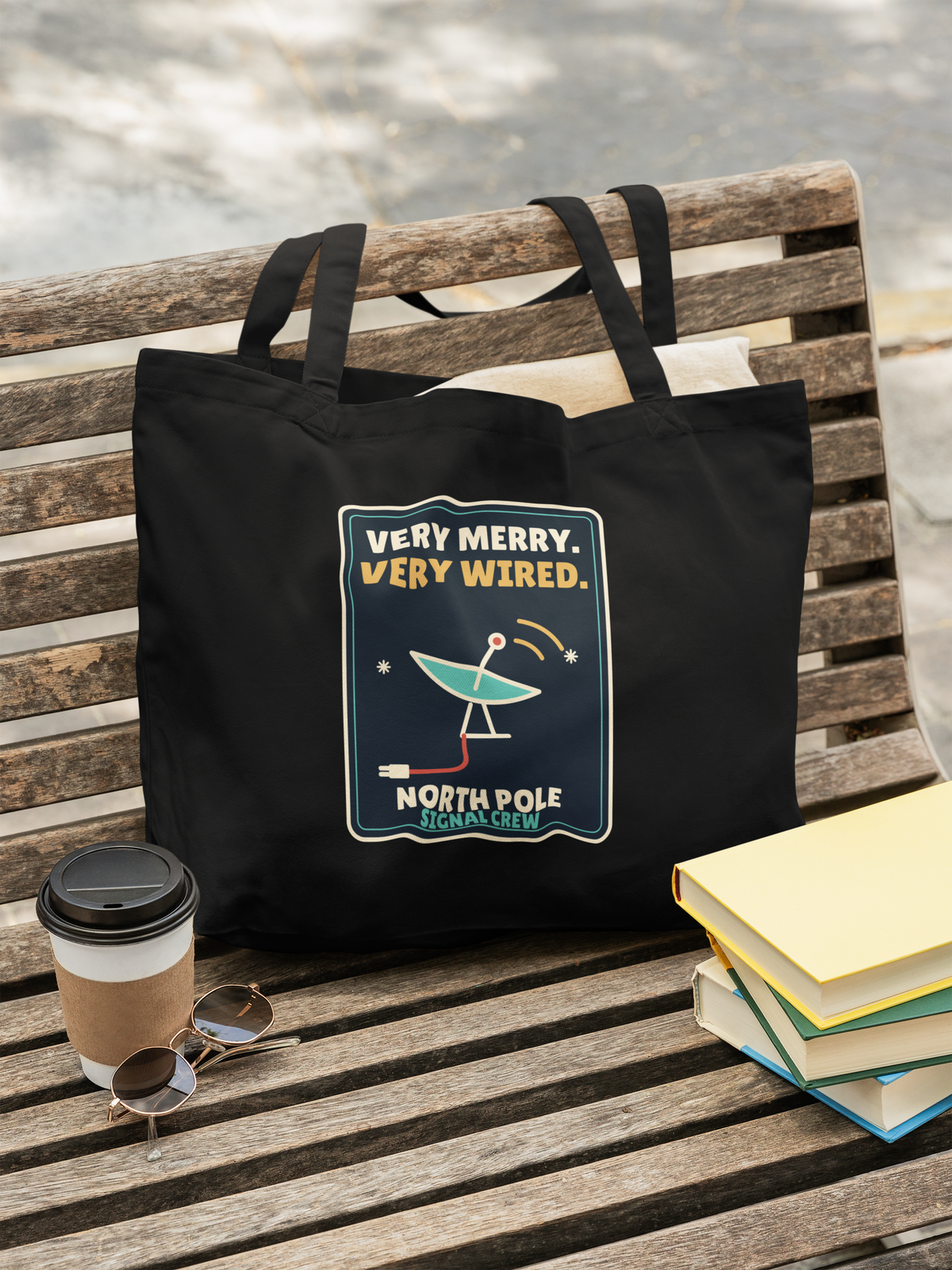 Very Merry Very Wired Signal Crew Cotton Tote